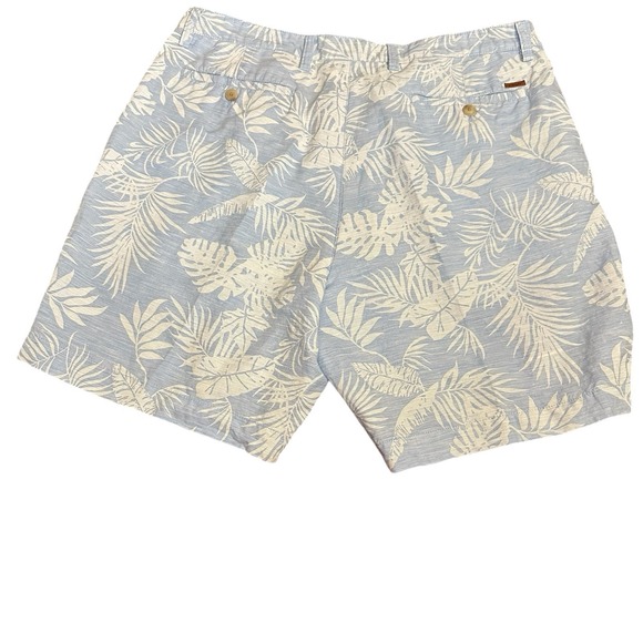 Men's Chaps Shorts, Blue/White 100% Linen Tropical Hawaiian Size 38, - Picture 2 of 2
